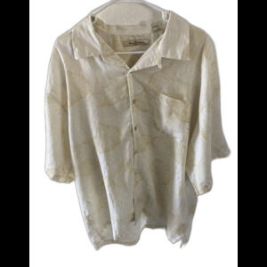 Tommy Bahama Shirt Men’s XL 100% Linen Floral Hawaiian Button lightcolored